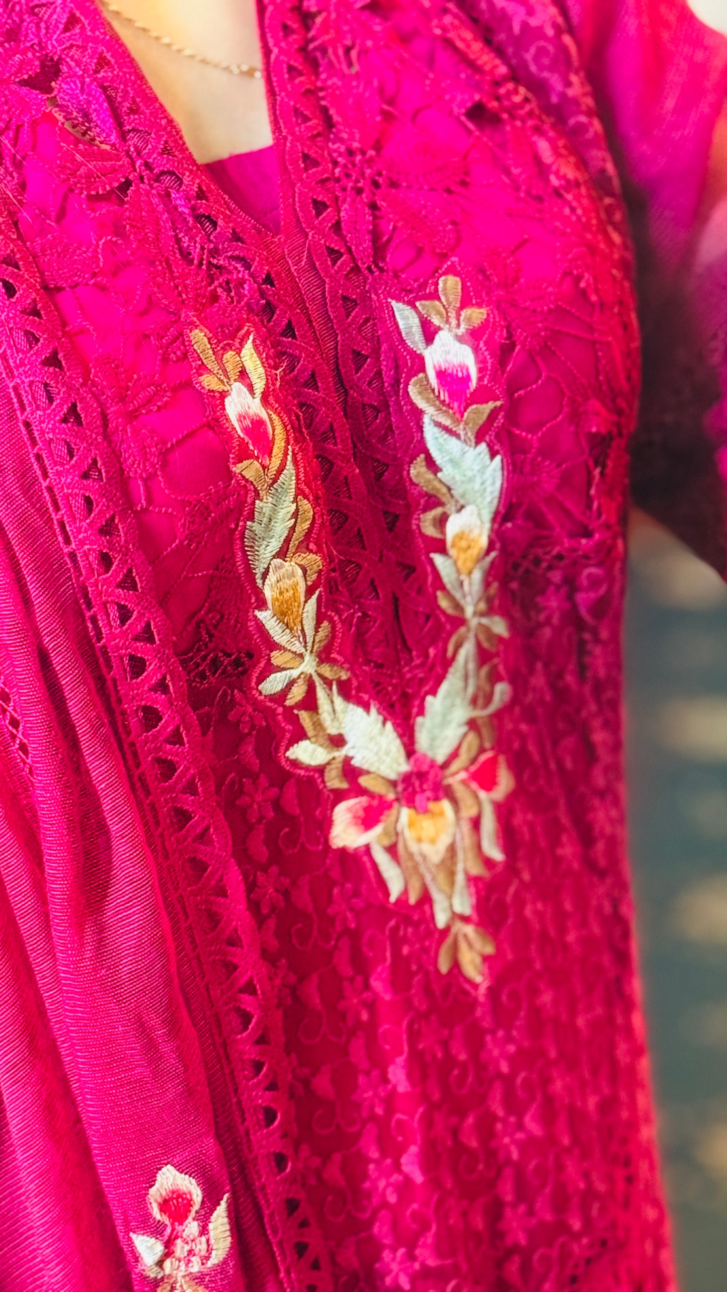 Luxury Net & Raw Silk 3PC Designer Suit | 3D Resham Embroidery | Elegant Wedding & Partywear Outfit 2025