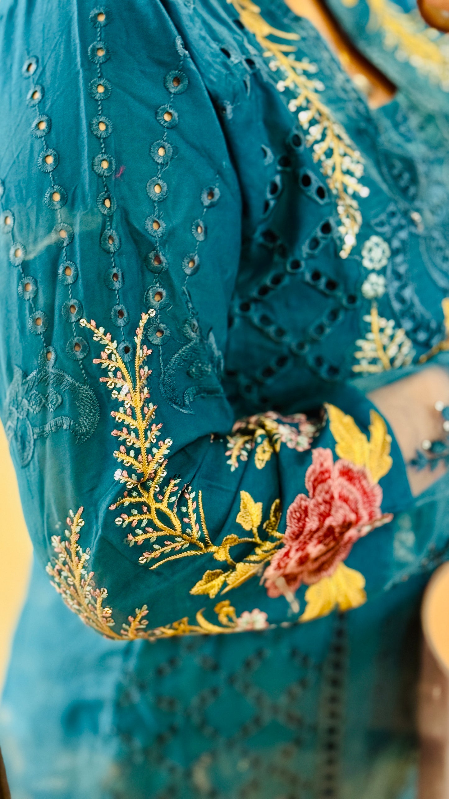 Zinc Grey Embroidered Lawn Suit – 3 Piece Designer Outfit with Net Dupatta | F FOR FASHION London