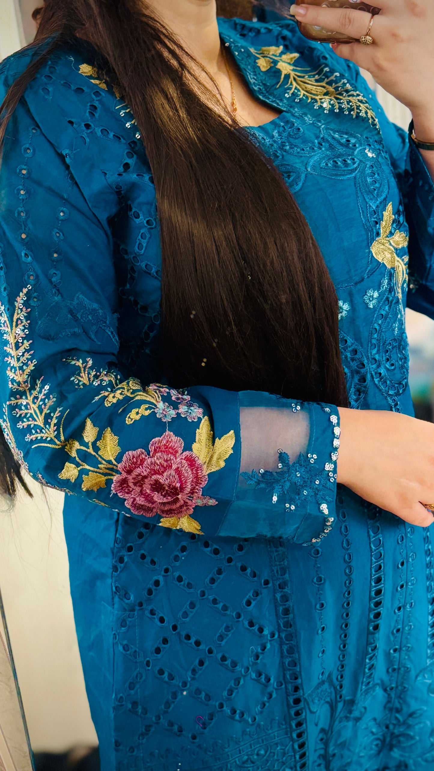 Zinc Grey Embroidered Lawn Suit – 3 Piece Designer Outfit with Net Dupatta | F FOR FASHION London