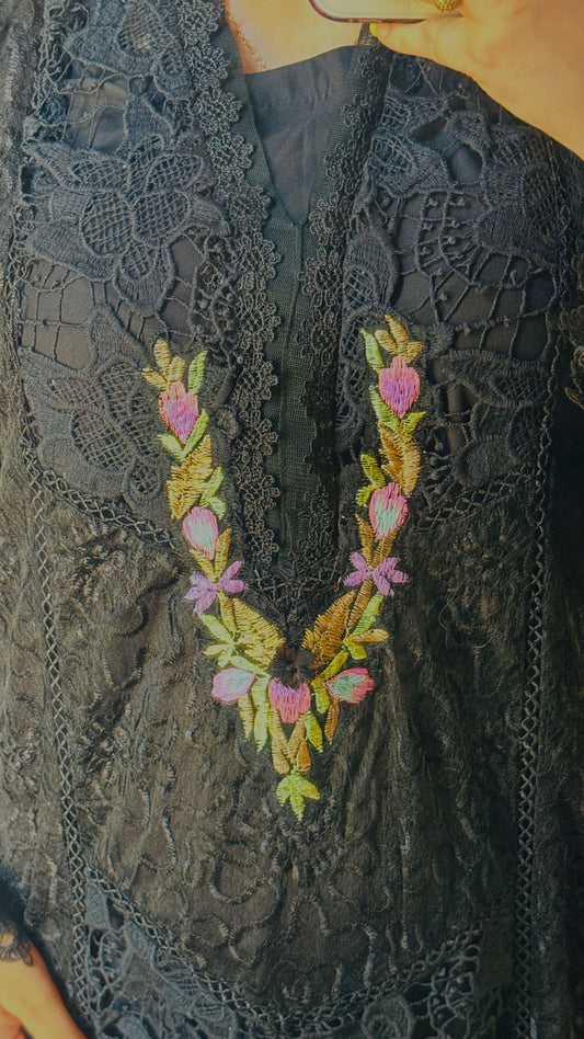 Premium Stitched Designer Suit – Net Dupatta, Raw Silk Trousers & 3D Resham Embroidery FFORFASHION