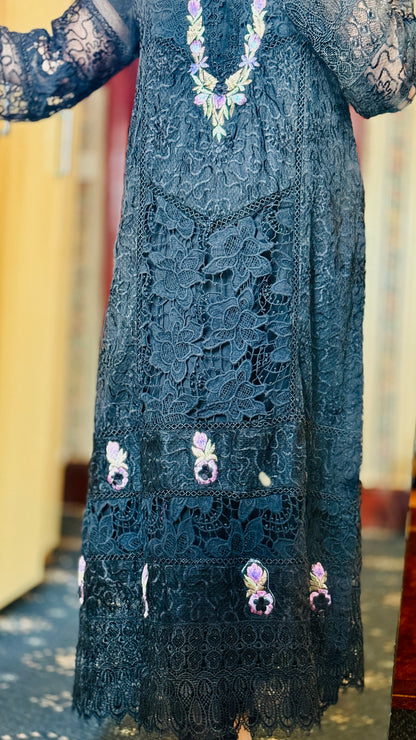 Premium Stitched Designer Suit – Net Dupatta, Raw Silk Trousers & 3D Resham Embroidery FFORFASHION